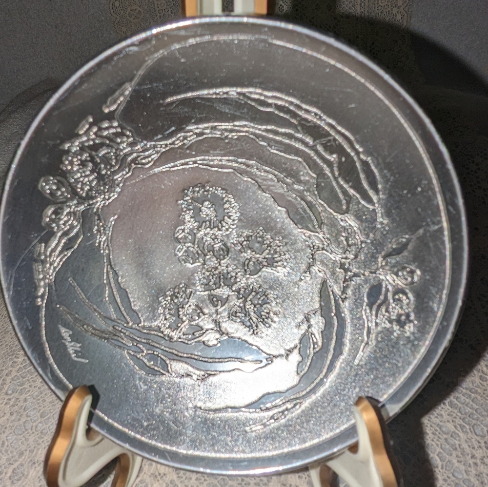 Don Sheil etched aluminum trinket dish.